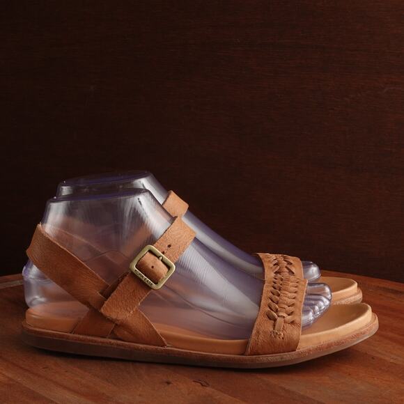Kork Ease Sandals Womens SZ 7M Brown Yucca Braid Leather Flat Shoes Western Boho - Picture 1 of 14